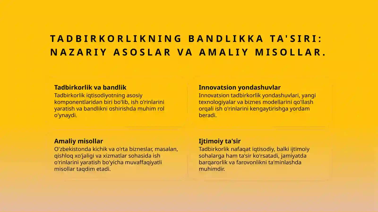Aholi bandlik muammosini hal etishda tadbirkorlikning tutgan oʻrni 3