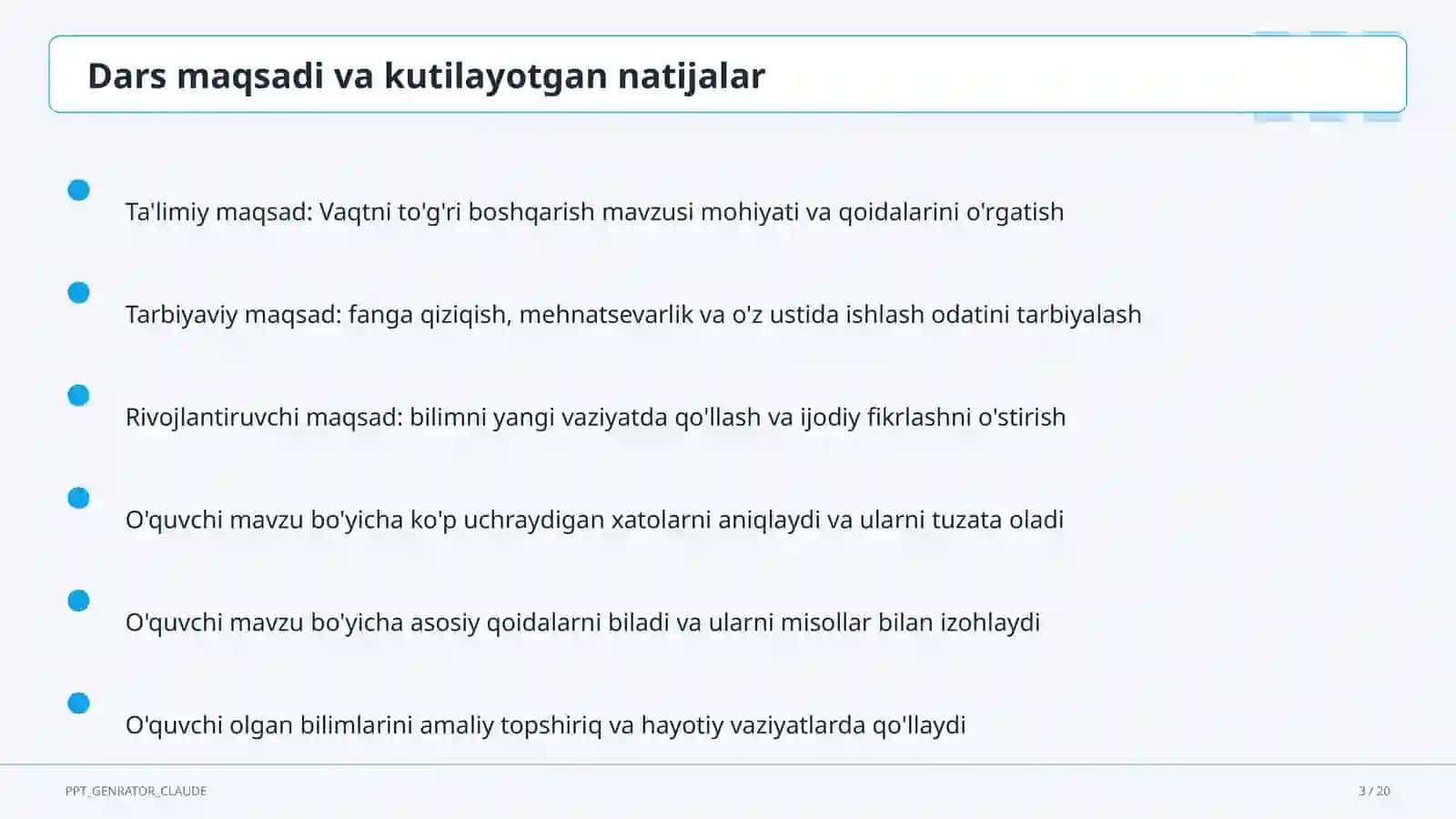 Vaqtni to'g'ri boshqarish 3
