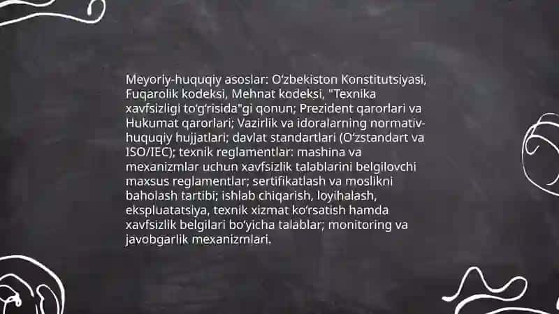 Mashina va mexanizmlar uchun texnika xavfsizligi talablari keltiriladigan meyoriy hujjatlar tizimi 3