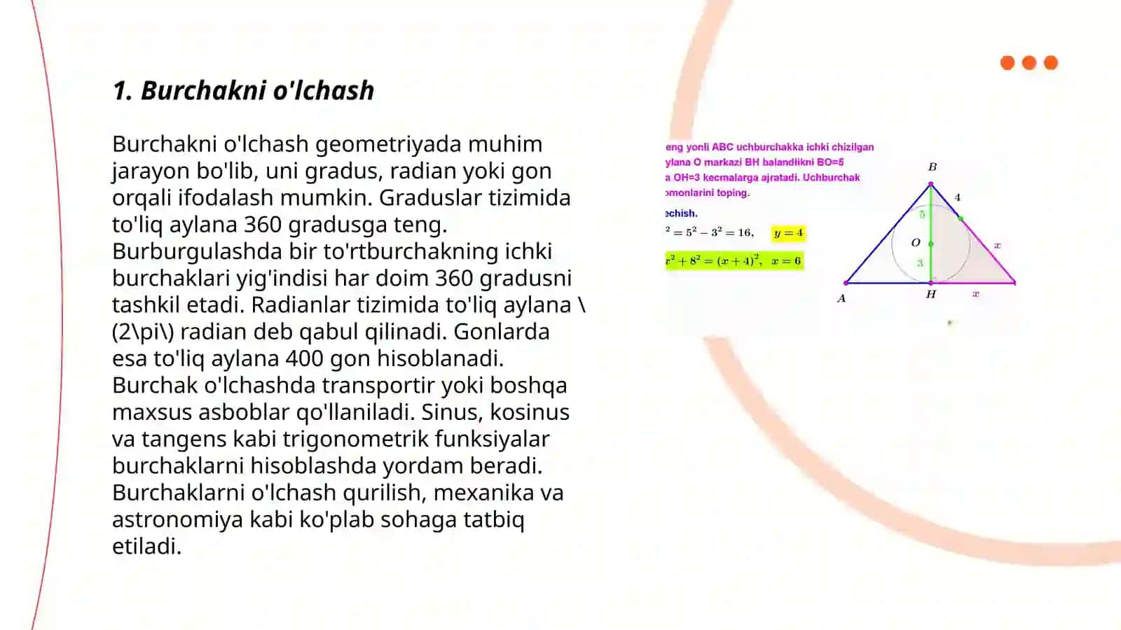 Burchak radiani 3