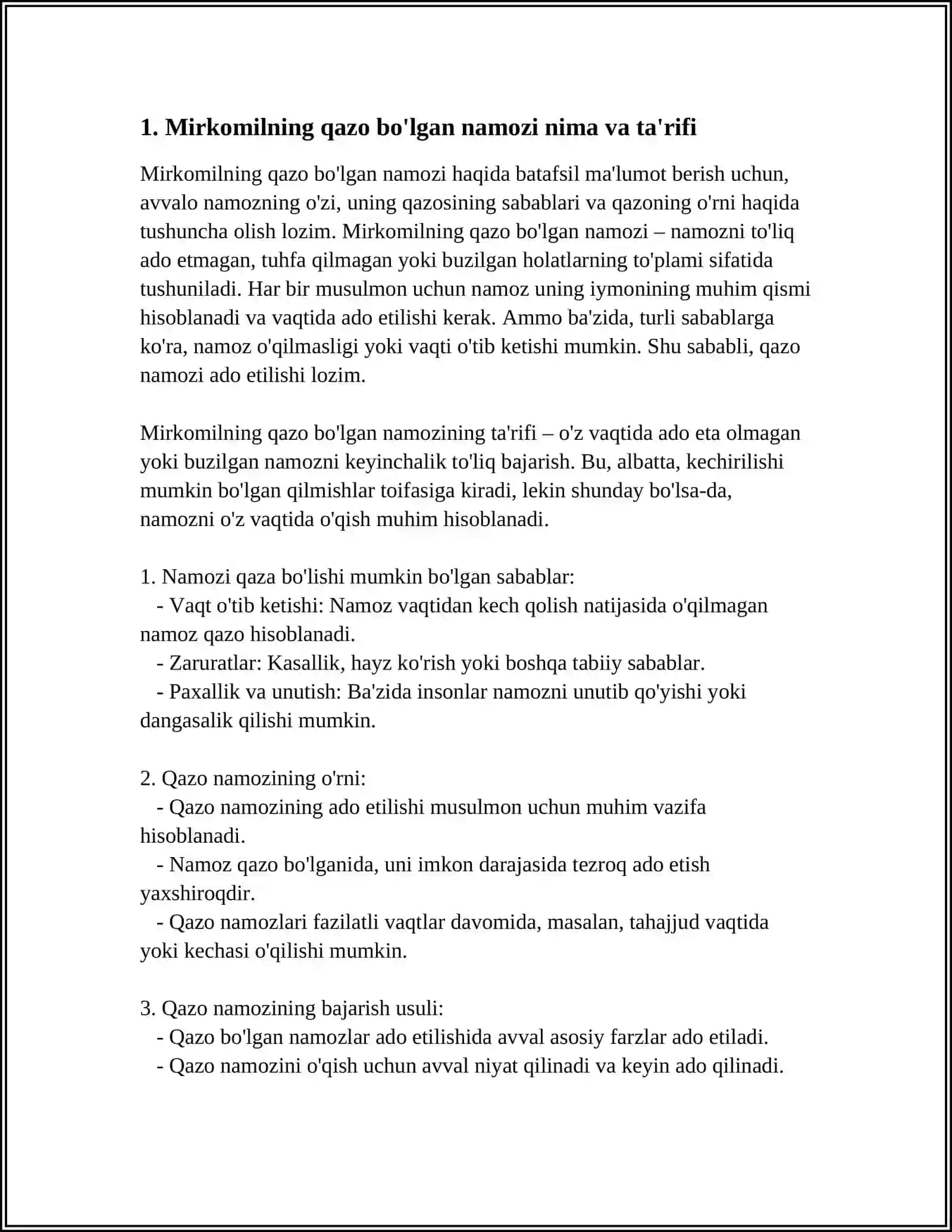 MIRKOMILNING QAZO BO'LGAN NOMOZI HAQIDA OVOZLI SILAYT 3