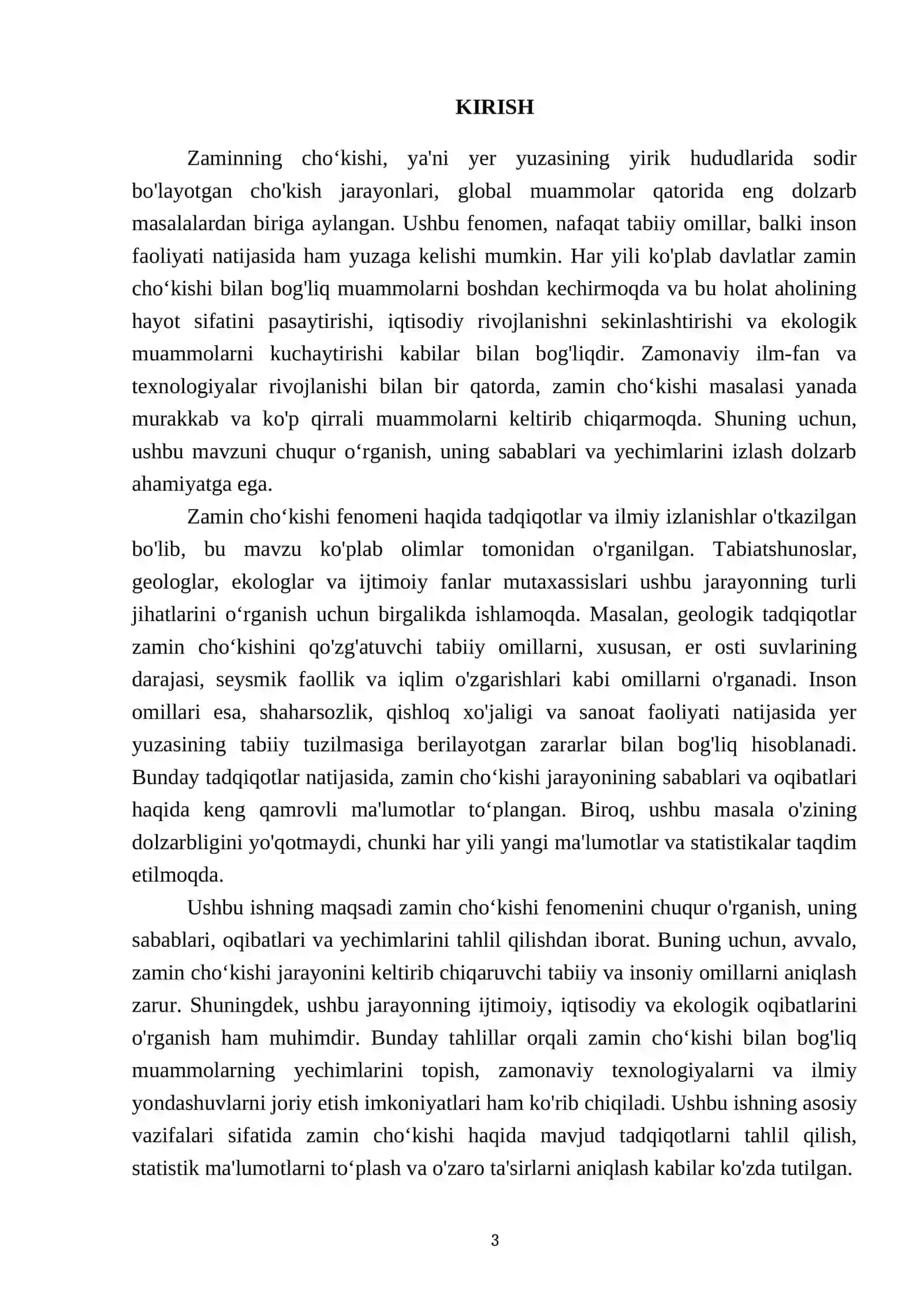 Zaminning choʻkishi: Global xavf va yechimlari 3