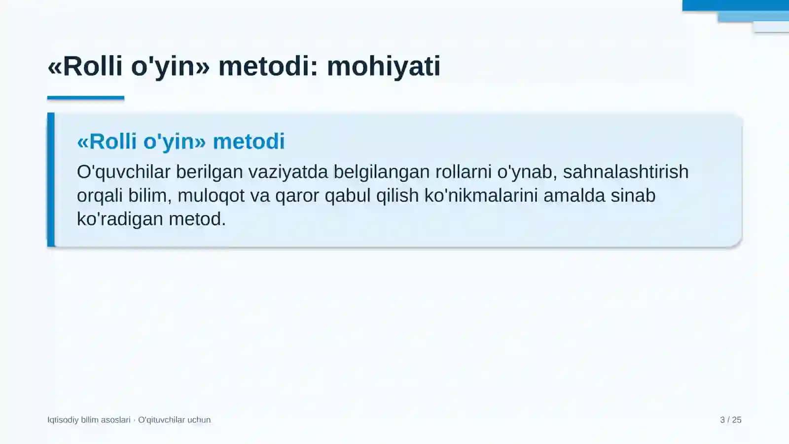 iqtisodiy bilim asoslari darslarida rolli o'yin metodidan foydalanish 7939 3