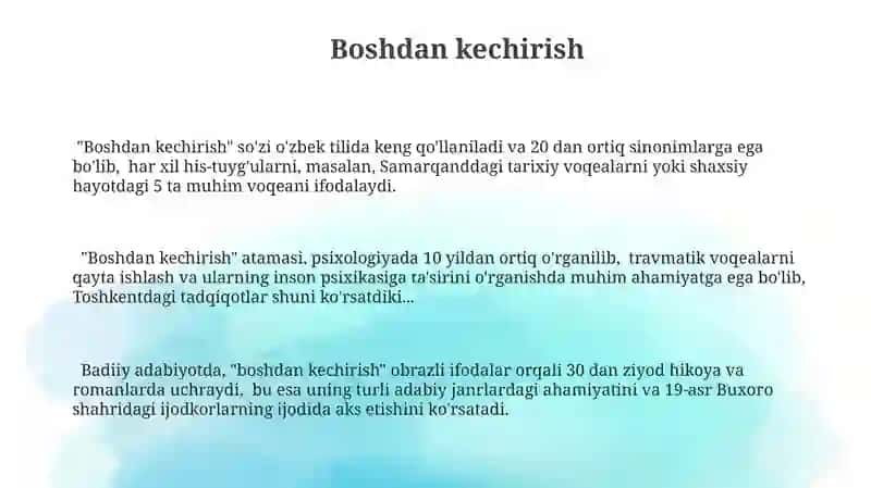 Boshdan kechirish 3