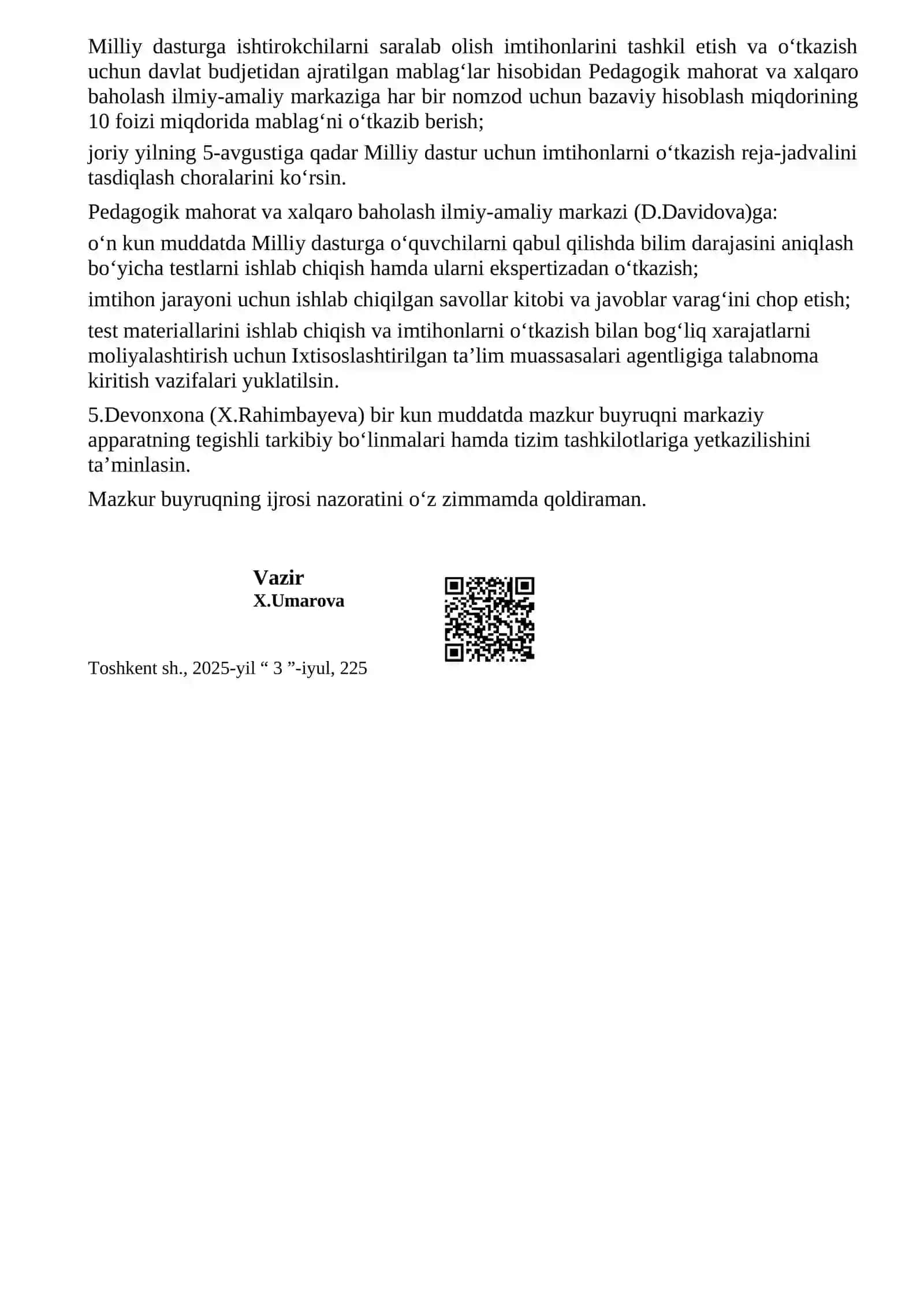 “PREZIDENT IQTIDOR FARZANDLARI” MILLIY DASTURI ASOSIDA AMALGA OSHIRILGAN ISHLAR YIG‘MA JILDI 7-PAPKA 3