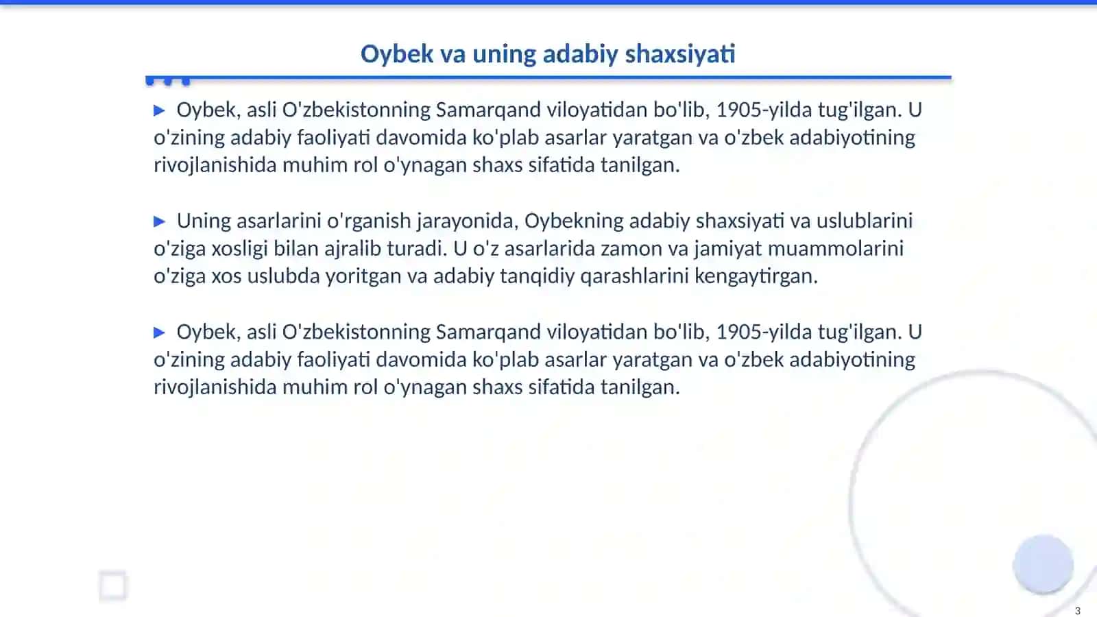 Oybekning adabiy tanqidiy qarashlari 3