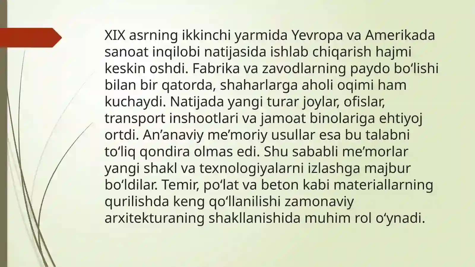 CHET EL ZAMONAVIY ARXITEKTURASINING SHAKLLANISHI VA VUJUDGA KELGAN SHART-SHAROITLARI 3