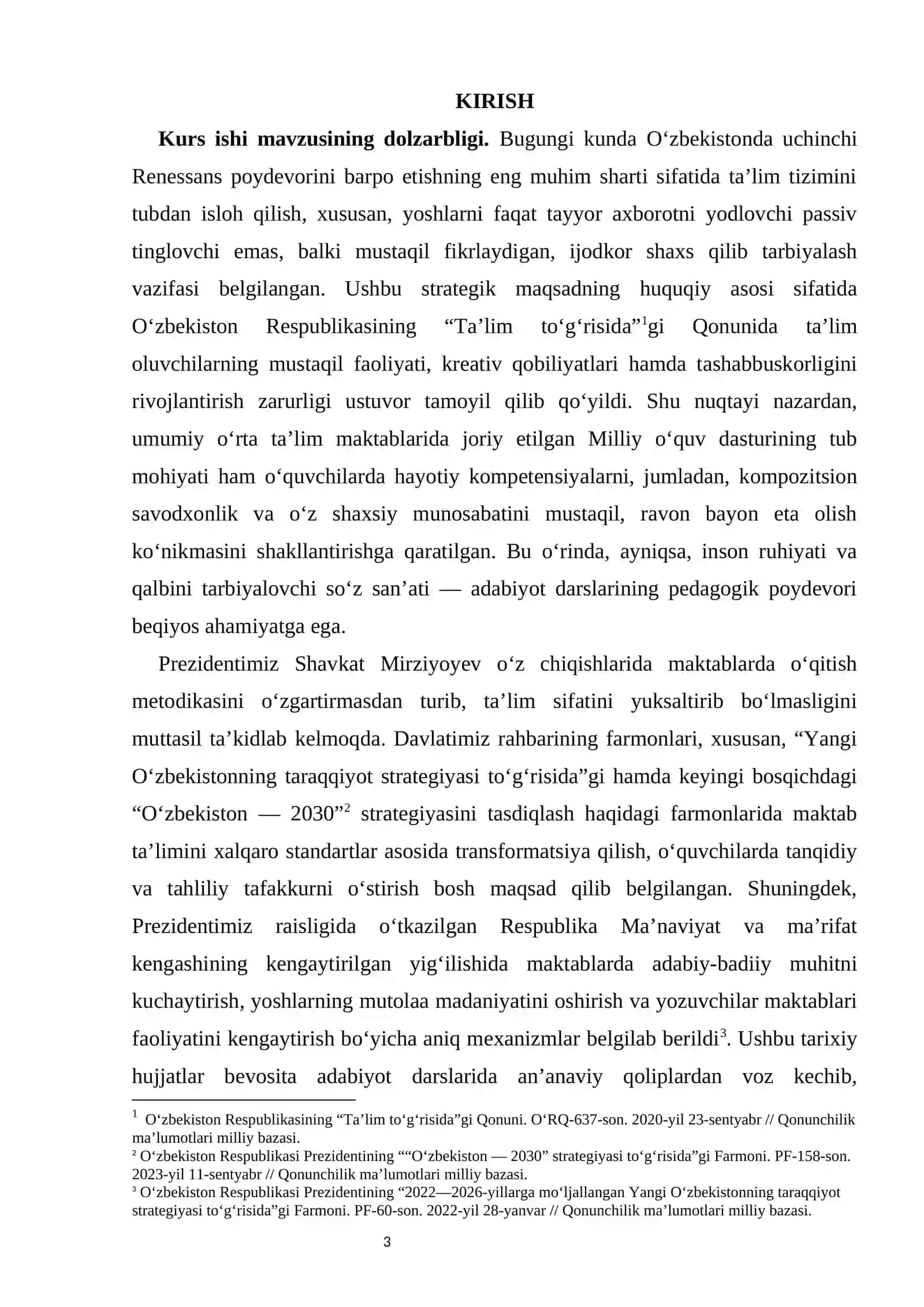 Adabiyotdan ijodiy va mustaqil ishlar, ularning turlari kurs ishi 3