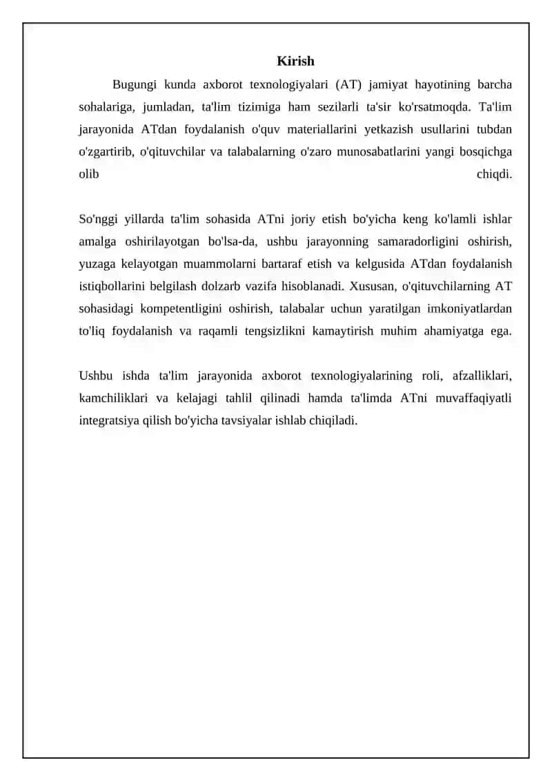 Mavzu: Ta'lim jarayonida axborot texnologiyalarining tutgan o'rni 3