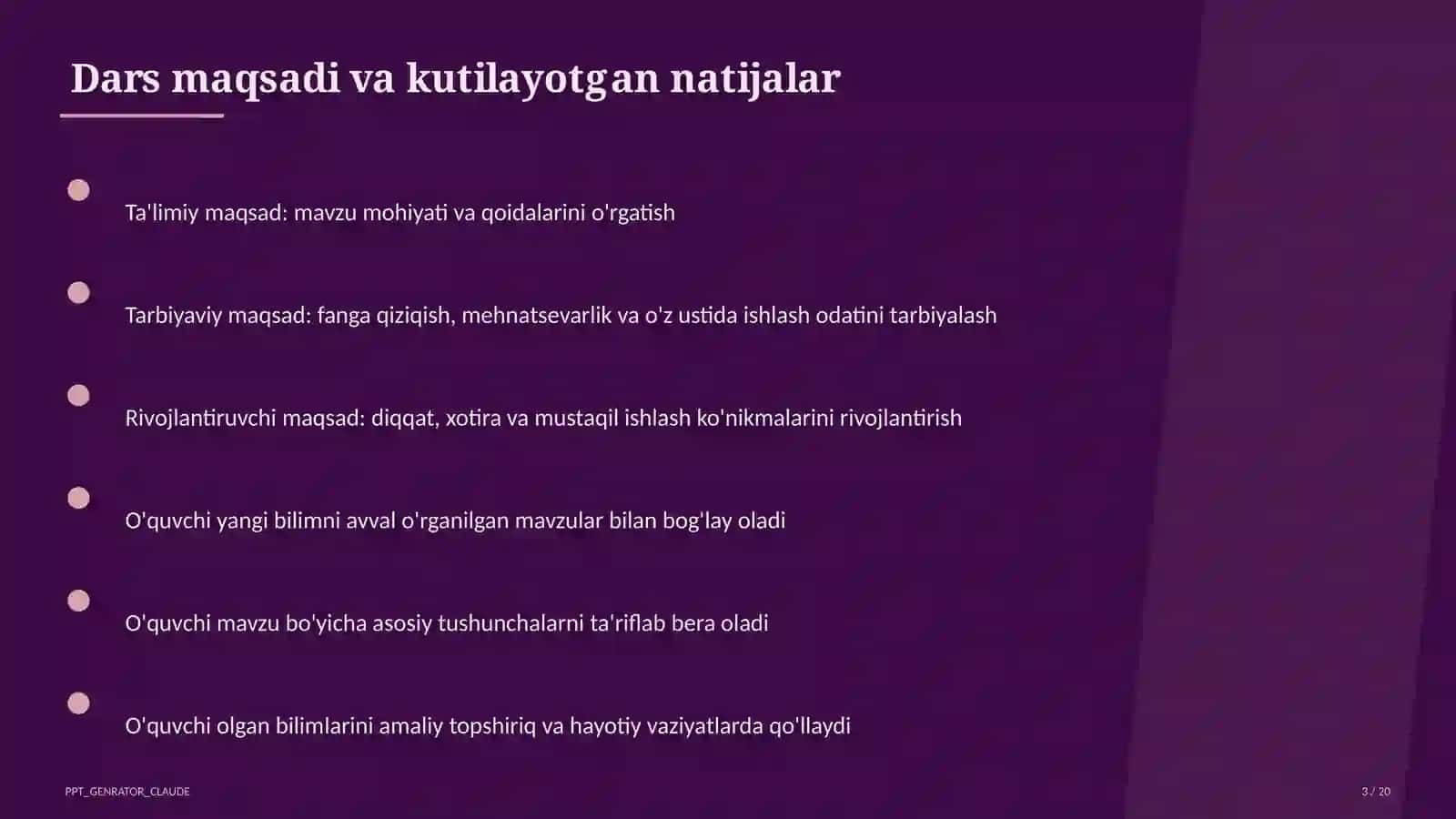 Huquq va iqtisodiyot asoslari (9–11) — ochiq dars uchun 3