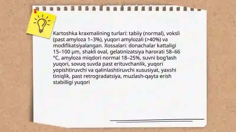 Kraxmal turlari va uning xossalari 3