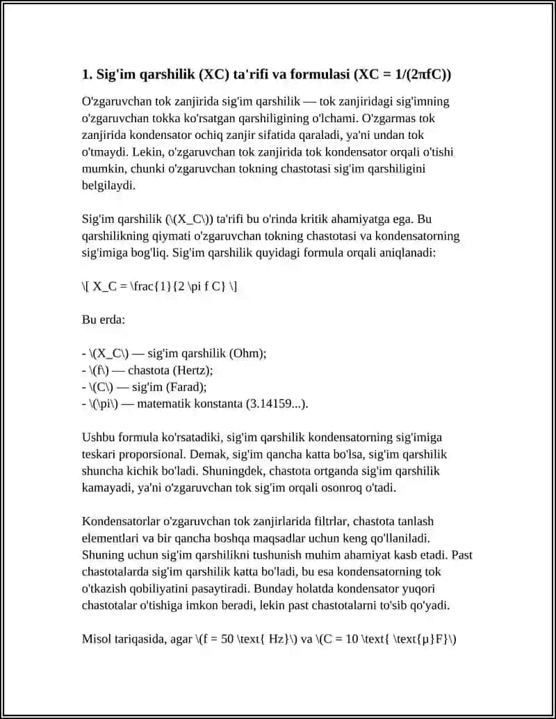 O'ZGARUVCHAN TOK ZANJIRIDA SIG'IM QARSHILIK 3