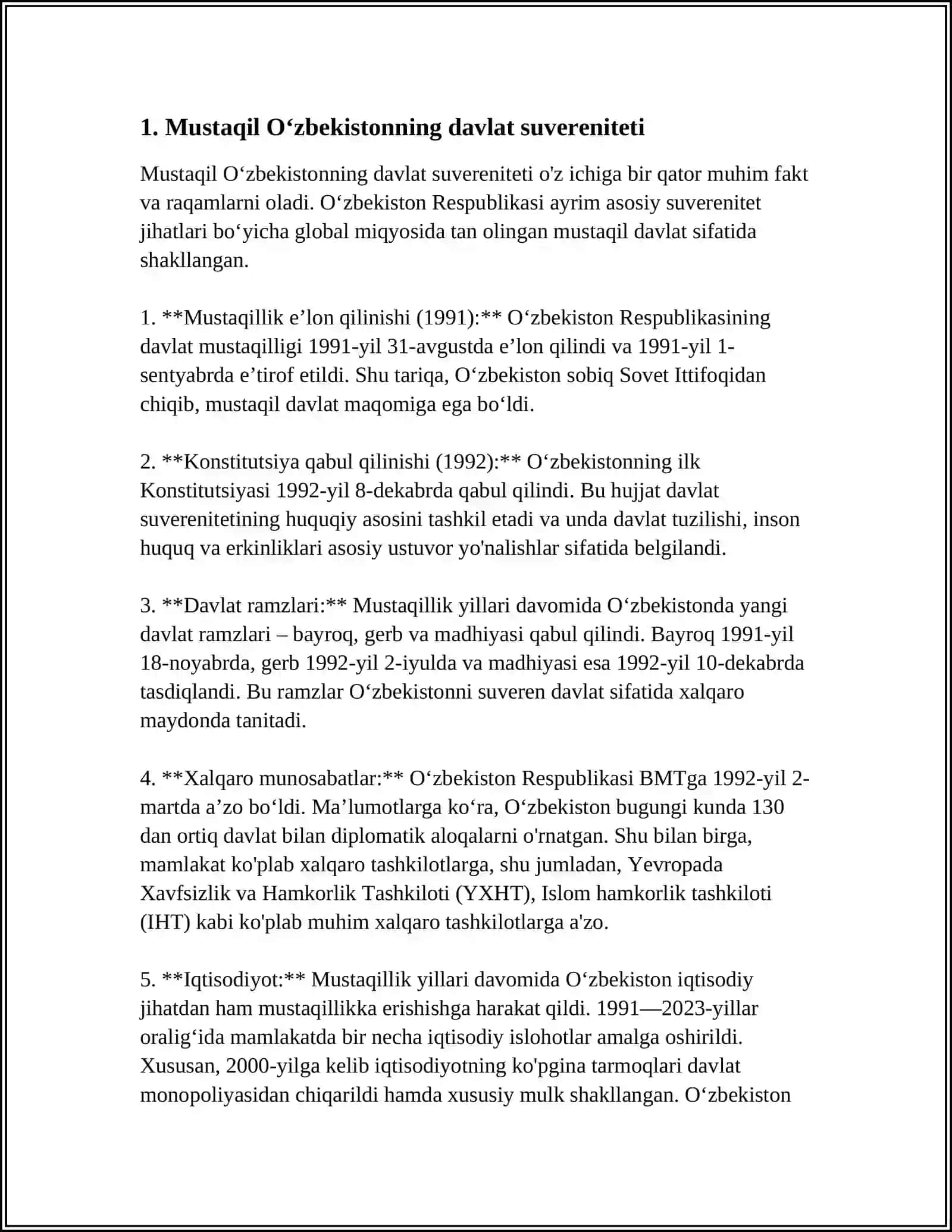 MUSTAQIL O‘ZBEKISTON DAVLAT VA HUQUQI 3