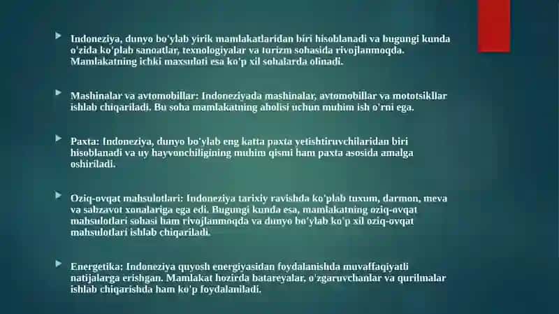 INDONEZIYADAVLATNING IQSODIYOTI VA BOJXONA SIYOSATI 3