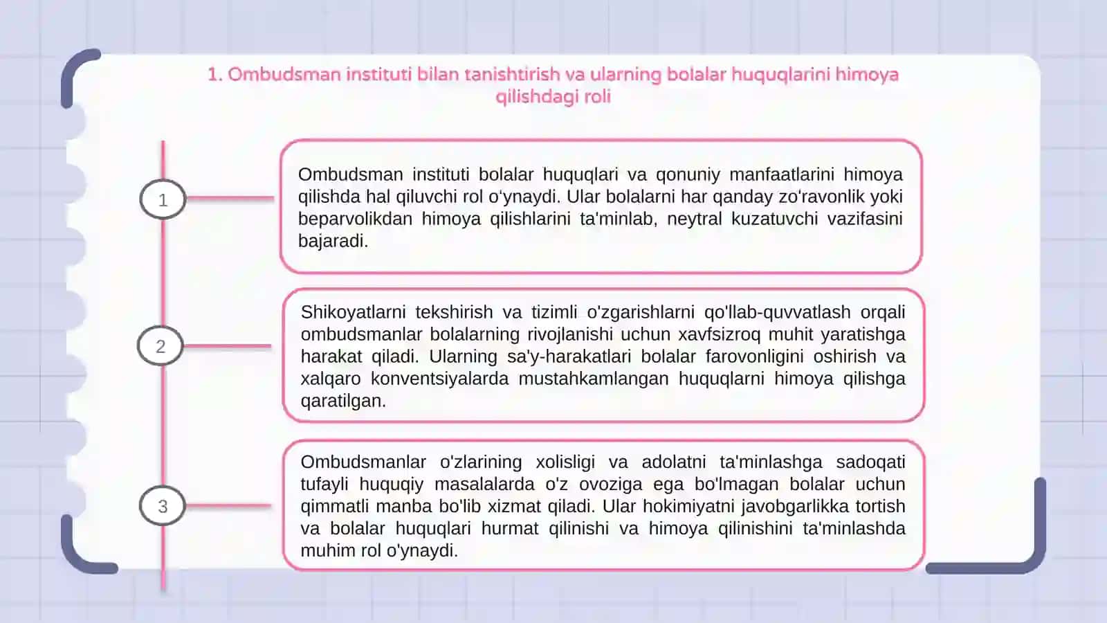 Bolalar huquq va qonuniy manfaatlarini himoya qilishda ombudsman institutining o'rnivari 3