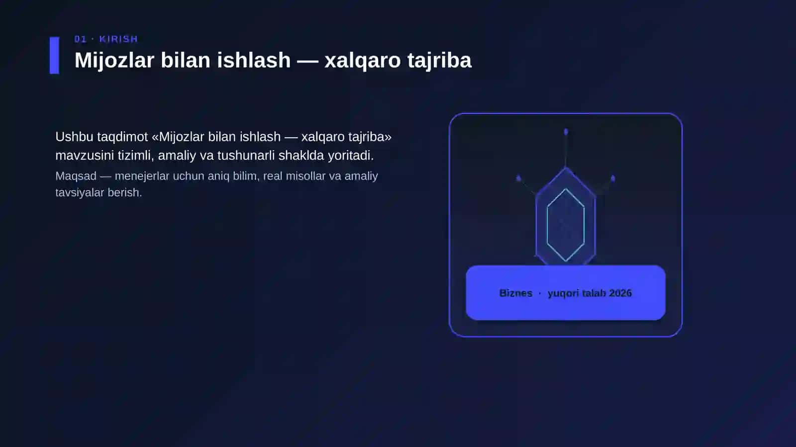 Mijozlar bilan ishlash — xalqaro tajriba 3