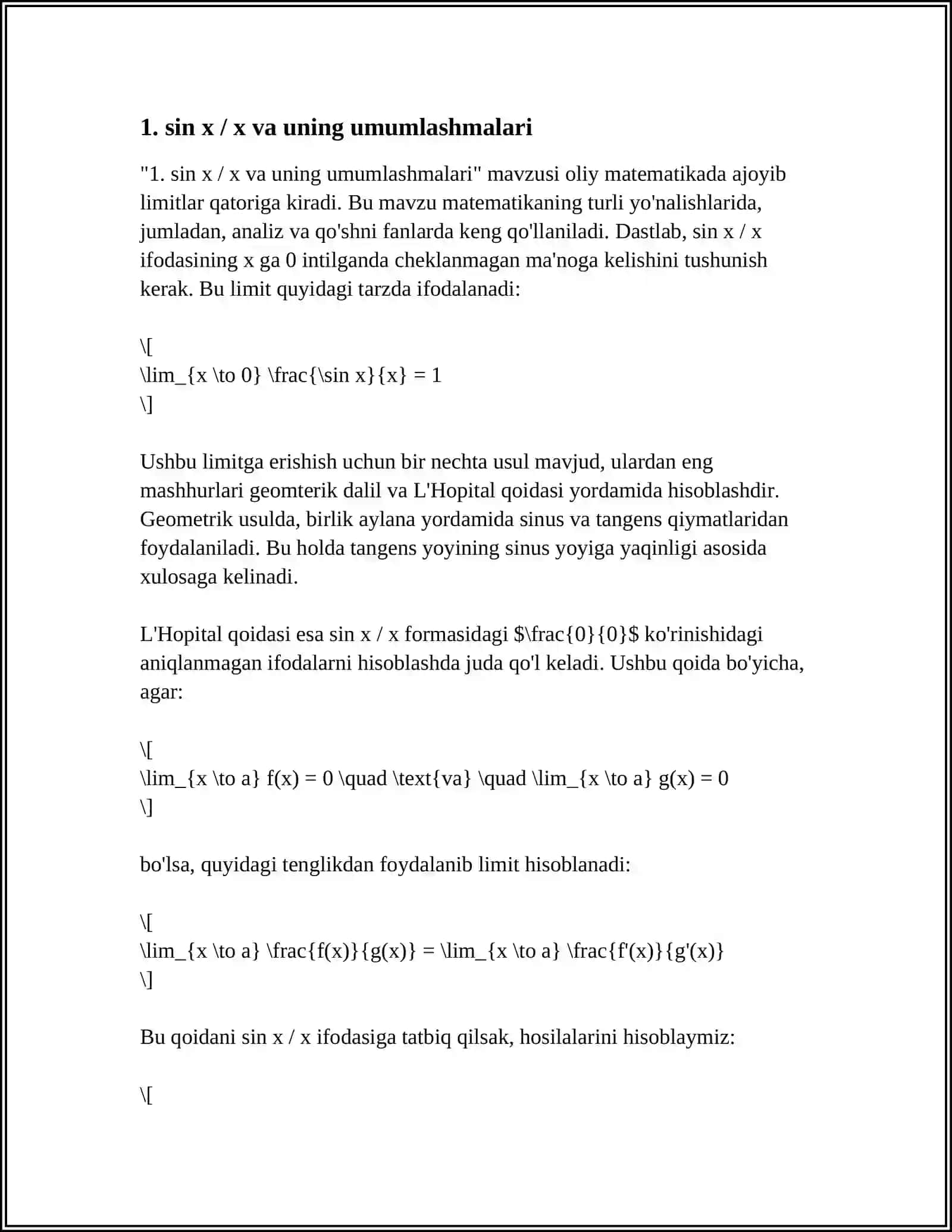 OLIY MATEMATIKADA AJOYIB LIMITLAR 3