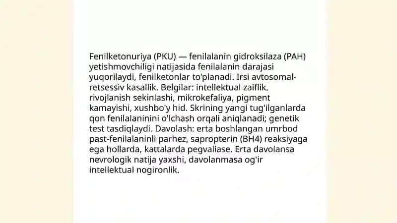 Aminokislotalar almashinuvi nasliy kasalliklari 3