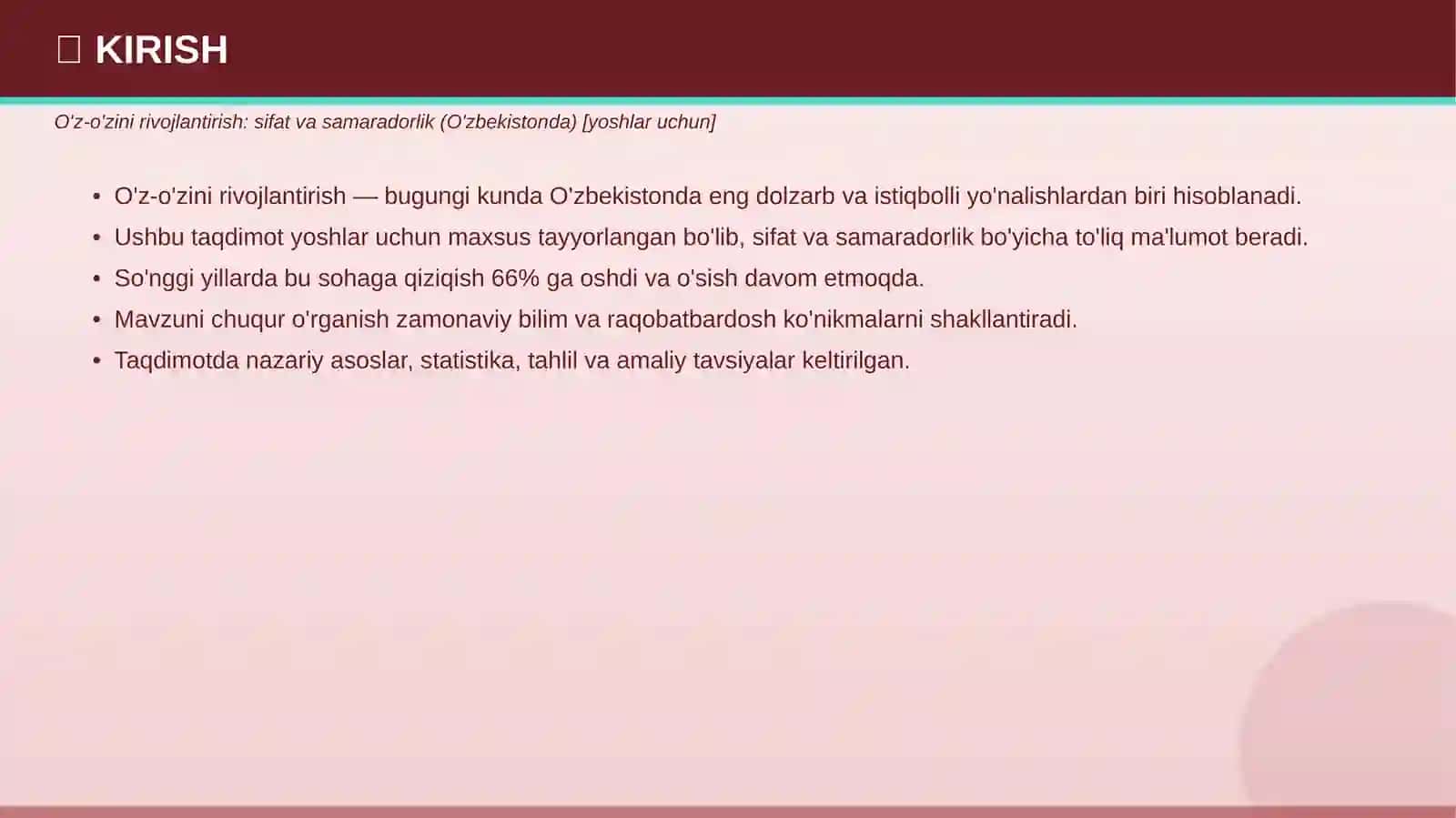 O'z-o'zini rivojlantirish: sifat va samaradorlik 3