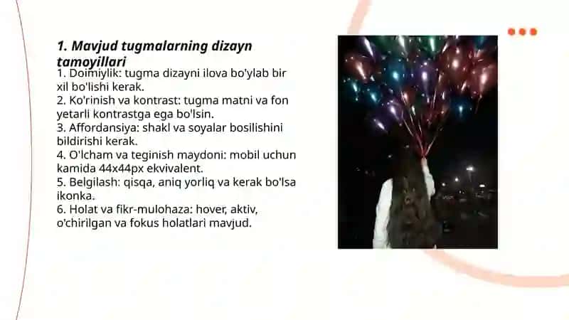 Mavjud tugmalarning dizayn tamoyillari 3