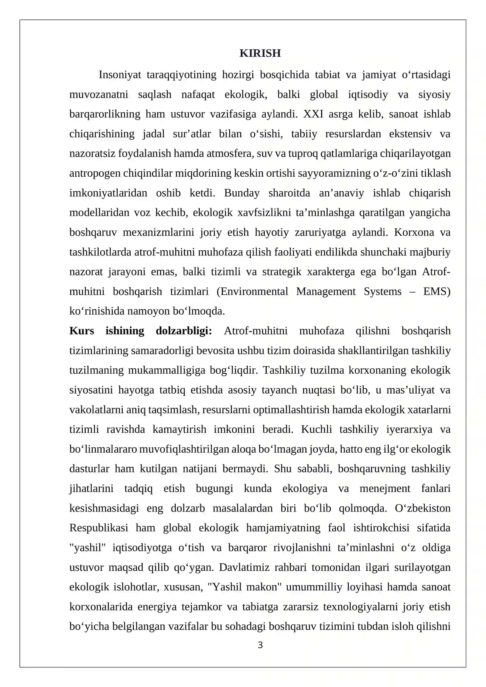 ATROF-MUHITNI MUHOFAZA QILISHNI BOSHQARISH TIZIMLARIDA TASHKILIY TUZULMANI SHAKLLANTIRISH 3