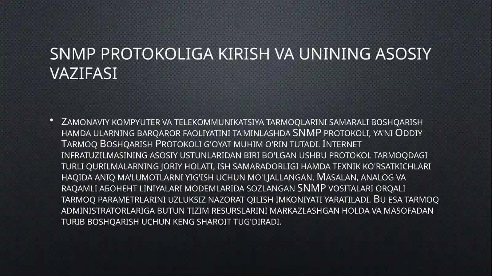 SNMP protokolini immitatsion modelini o’rganish 3