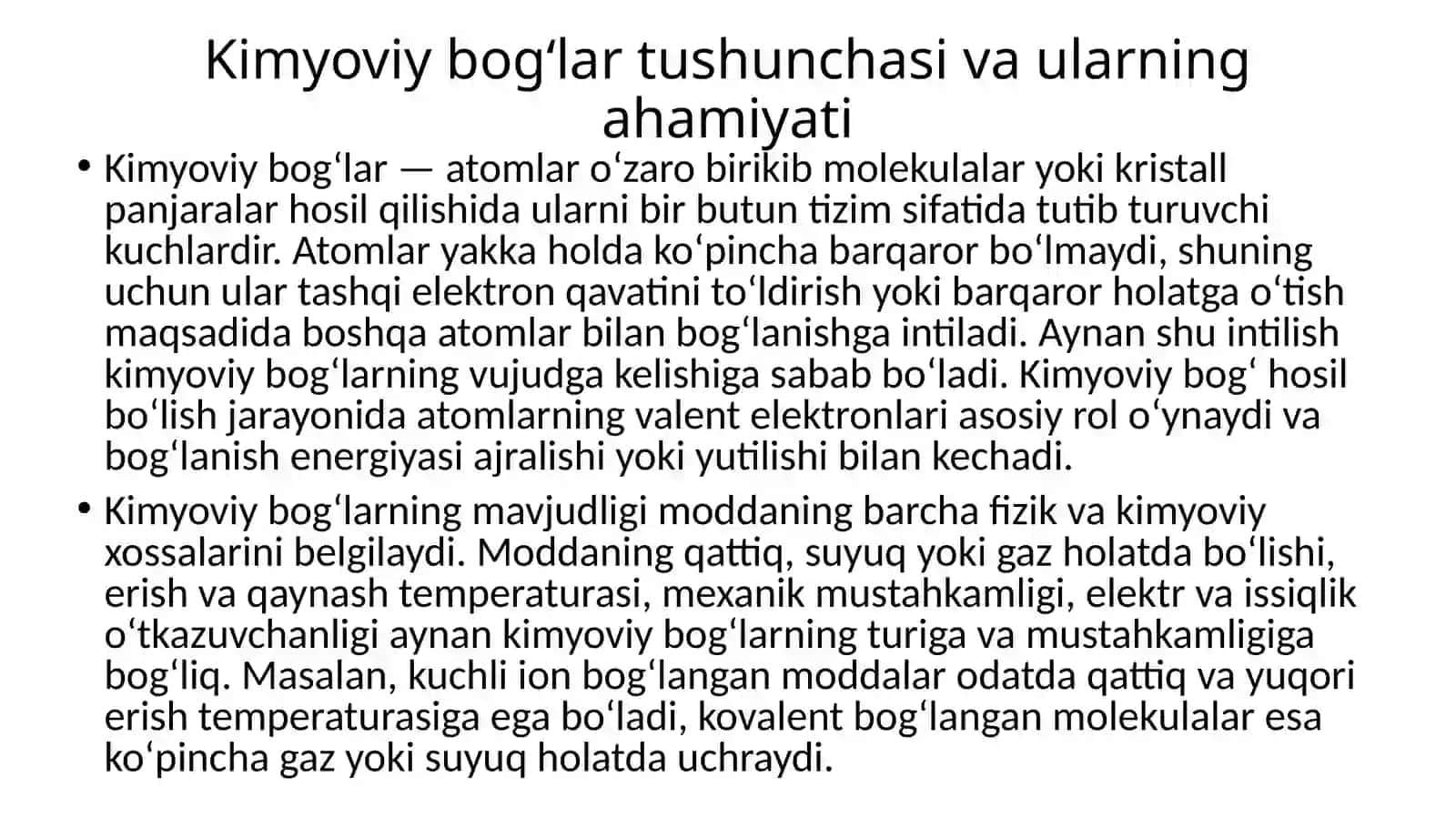 Kimyoviy bog‘lar 3