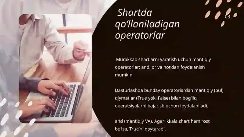 Python dasturlash tilida mantiqiy operatorlar: and, or, not 3