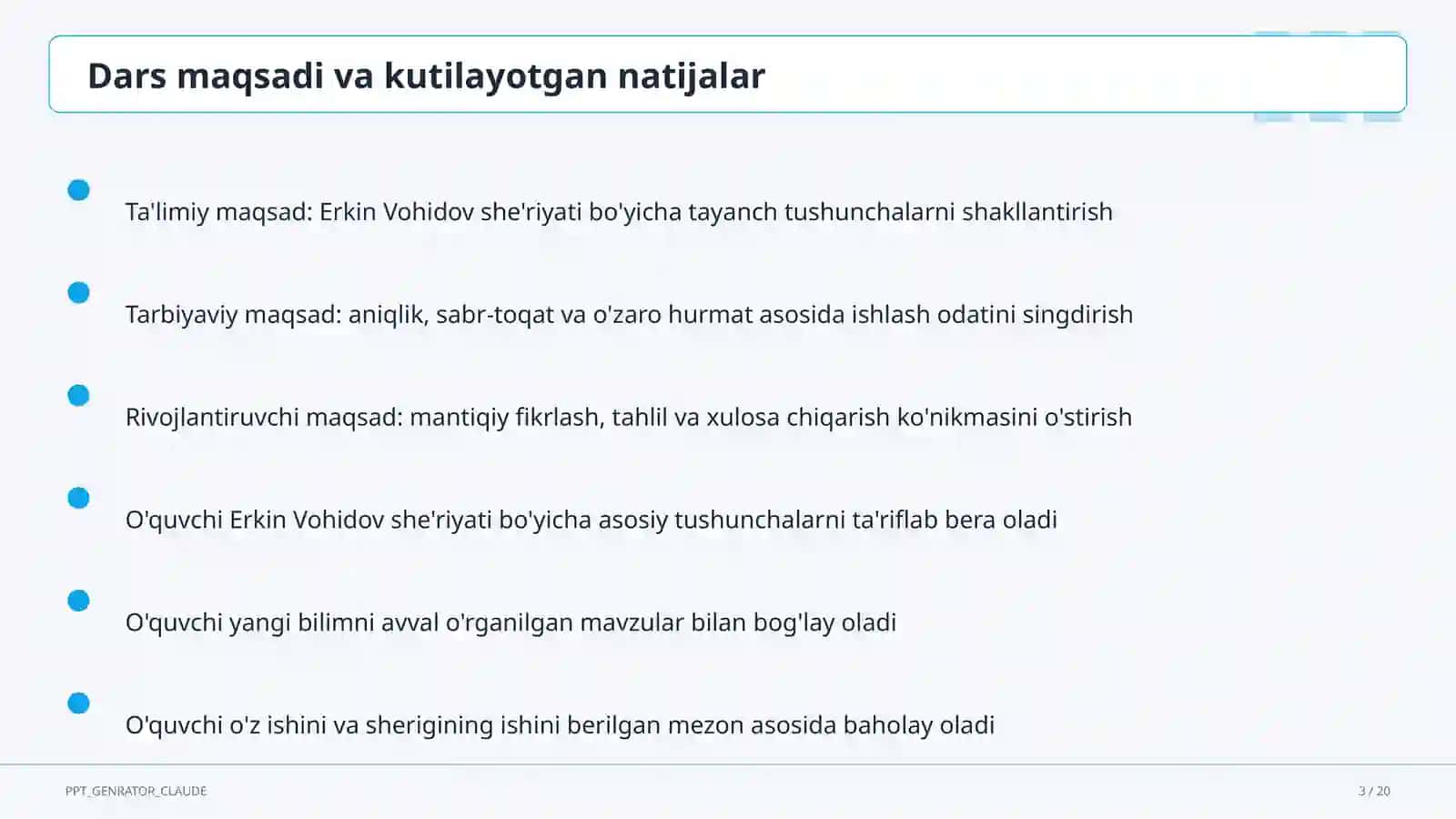 Erkin Vohidov she'riyati (8-sinf) 3