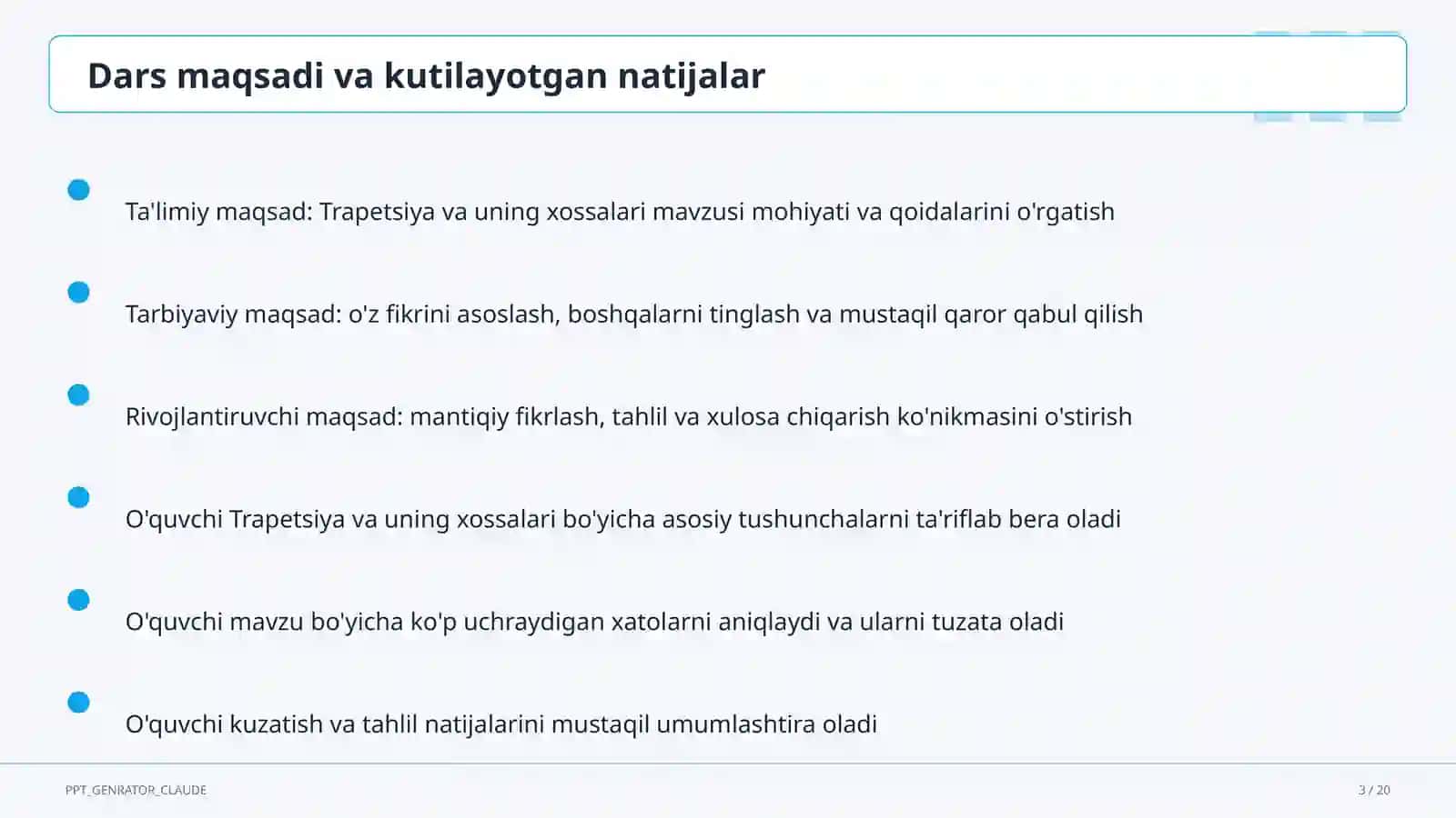 Trapetsiya va uning xossalari (8-sinf) 3