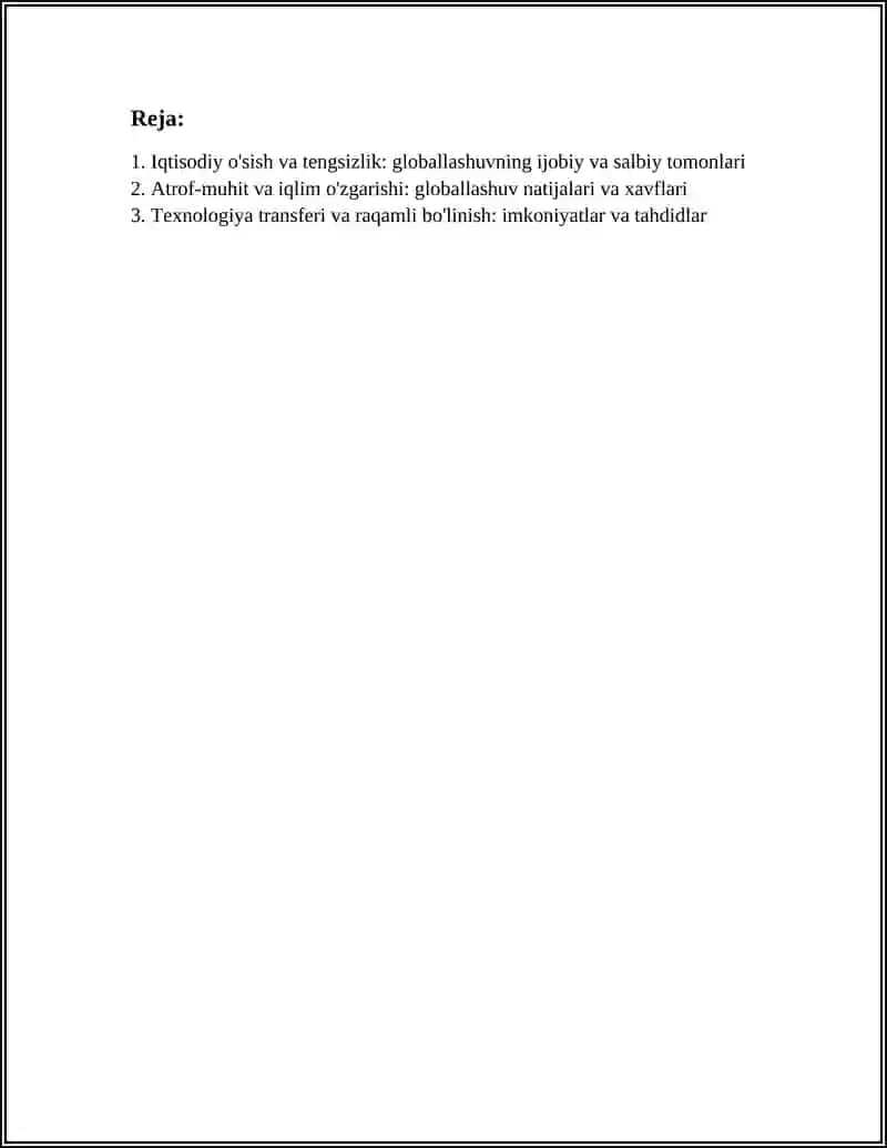 Iqtisodiy o'sish va tengsizlik: globallashuvning ijobiy va salbiy tomonlari 3
