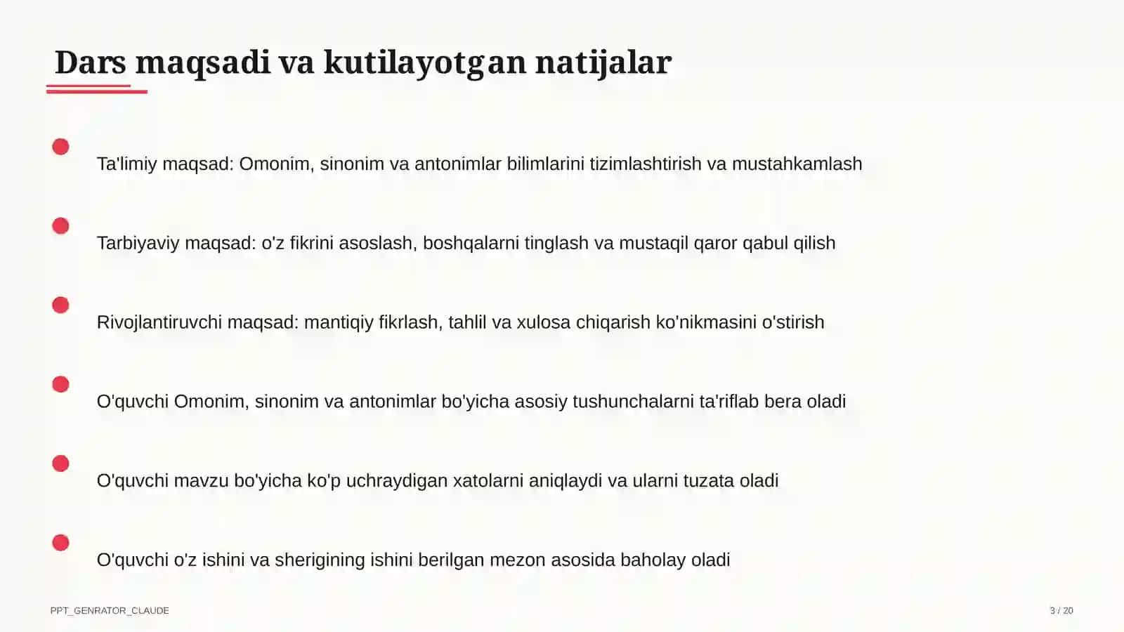Omonim, sinonim va antonimlar (5-sinf) 3
