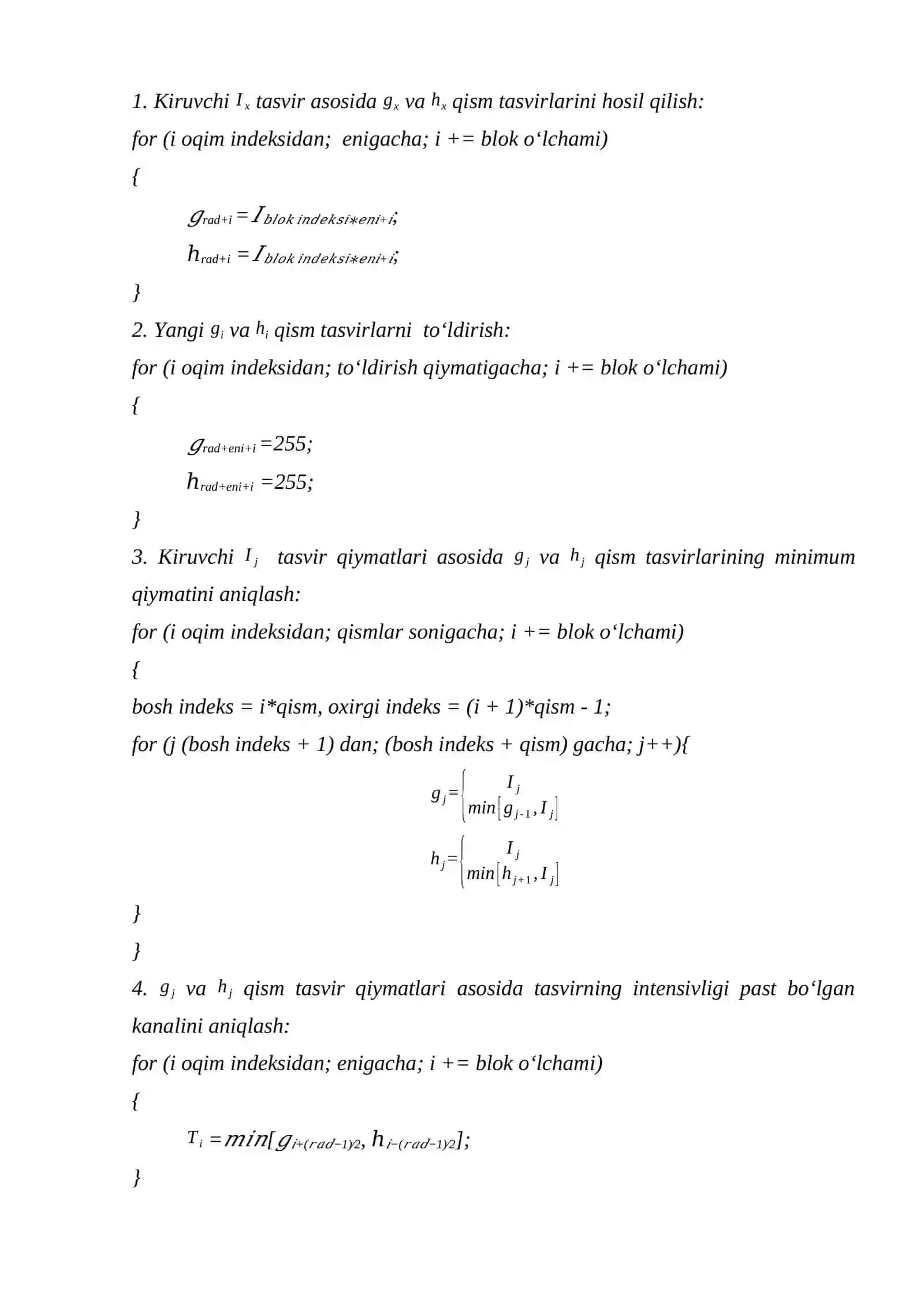 Parallel minimum filtrlash algoritmi 3