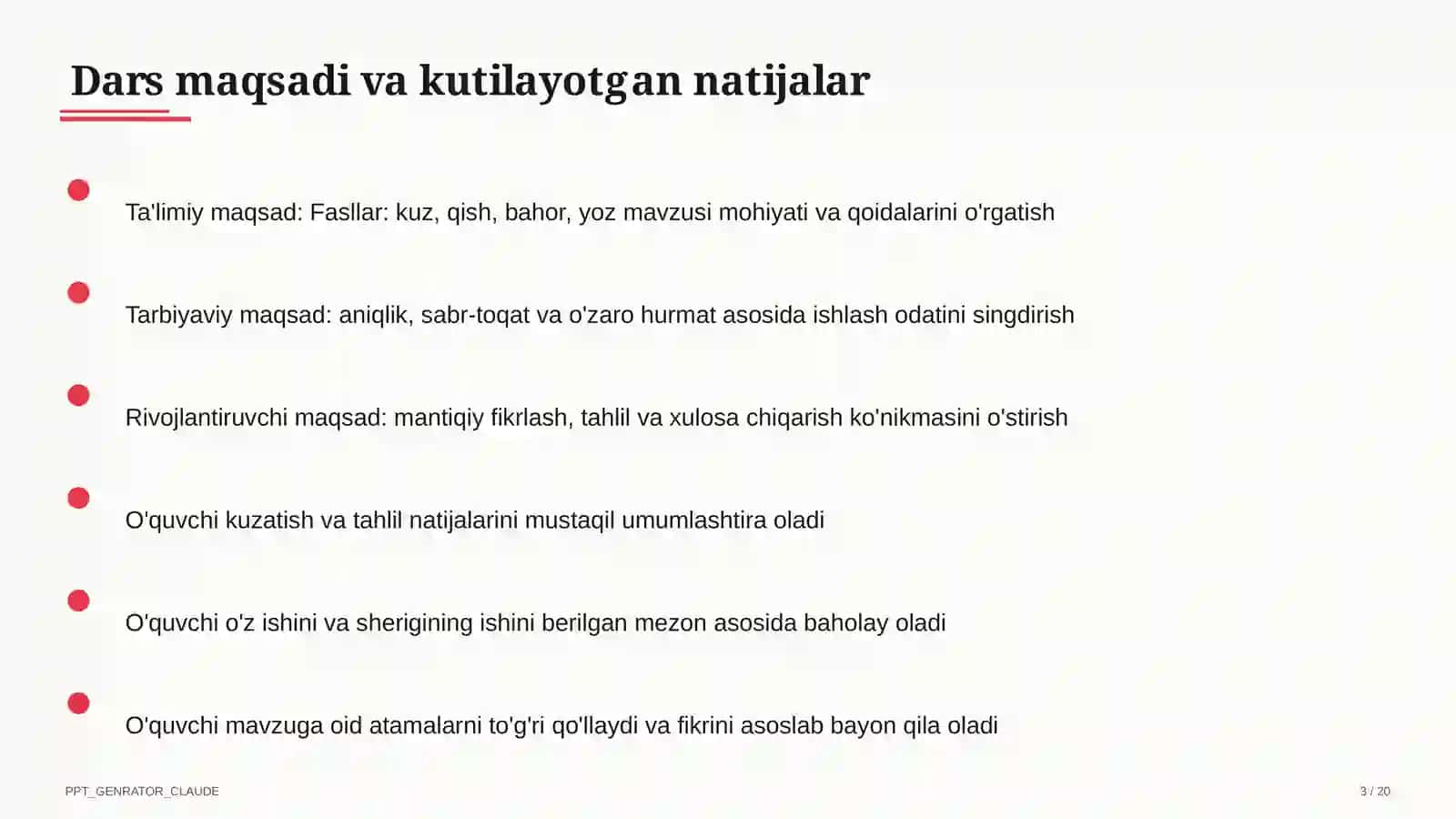 Fasllar: kuz, qish, bahor, yoz 3