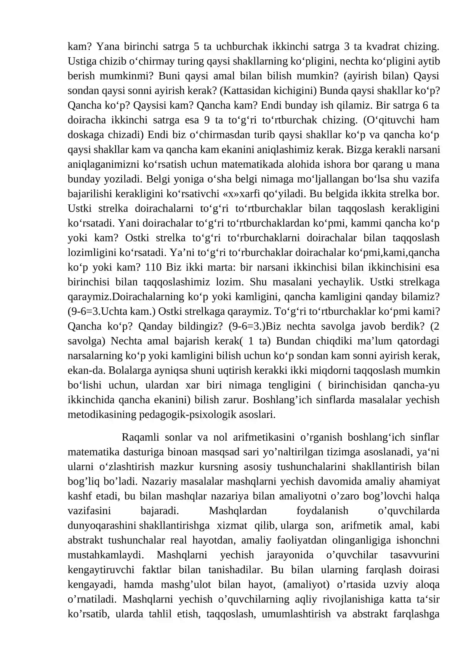 Boshlang'ich sinflarda ikki sonni ayirmali taqqoslashga doir masalalar yechish 3