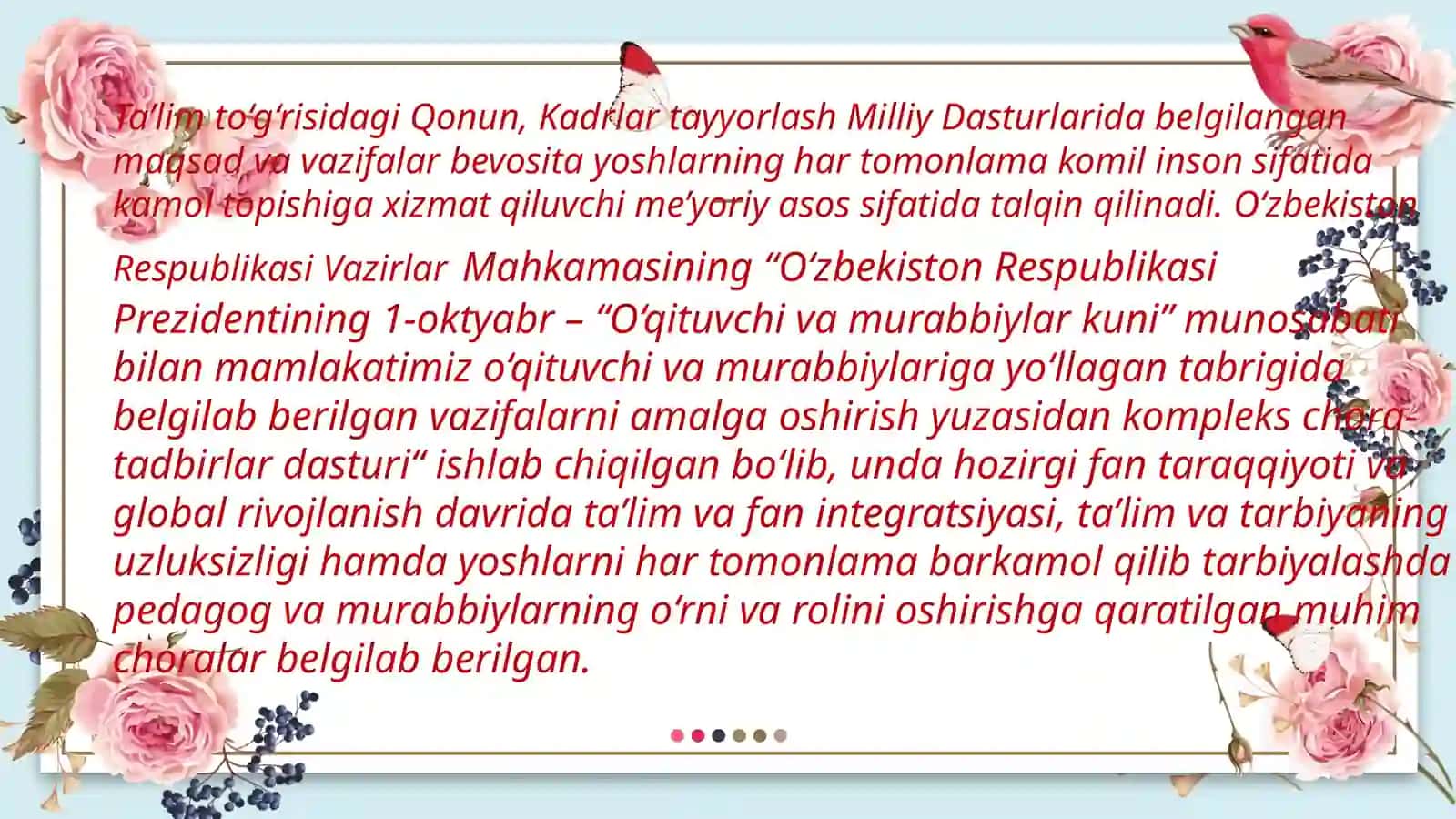Ta'lim toʻgʻrisidagi qonun va kadrlar tayyorlash milliy  dasturining oʻz  davridagi ahamiyati 3