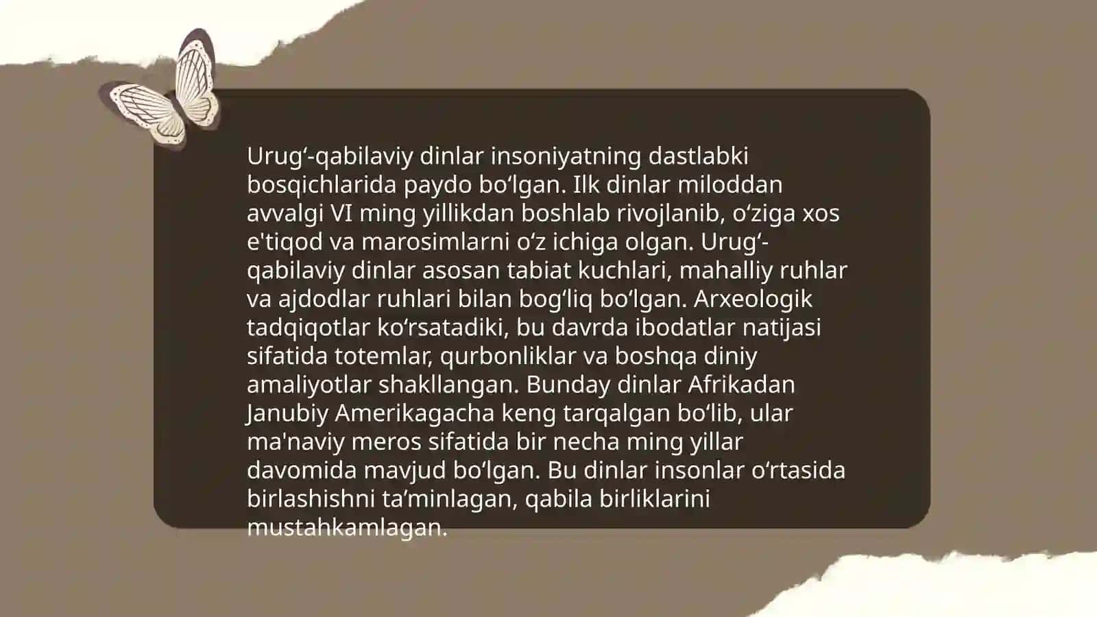 Urug‘ - qabilaviy dinlar 3