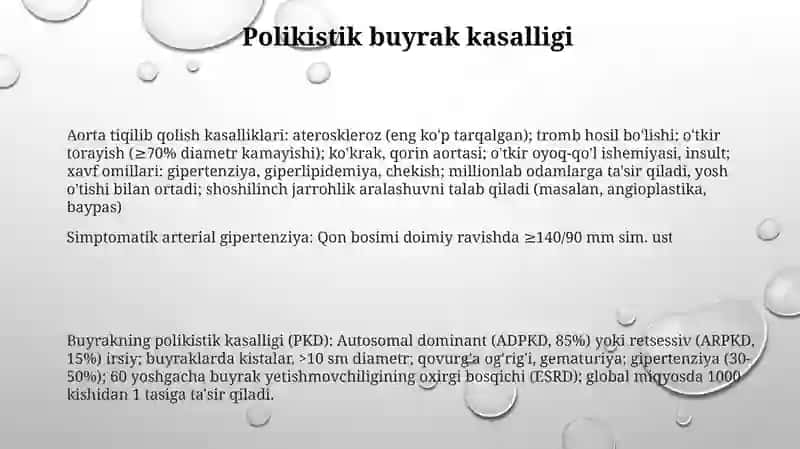 Aorta ravogʻi okklyuzion kasalliklari,simptomatik arterial gipertenziya tugʻma buyrak nuqsonlari 3