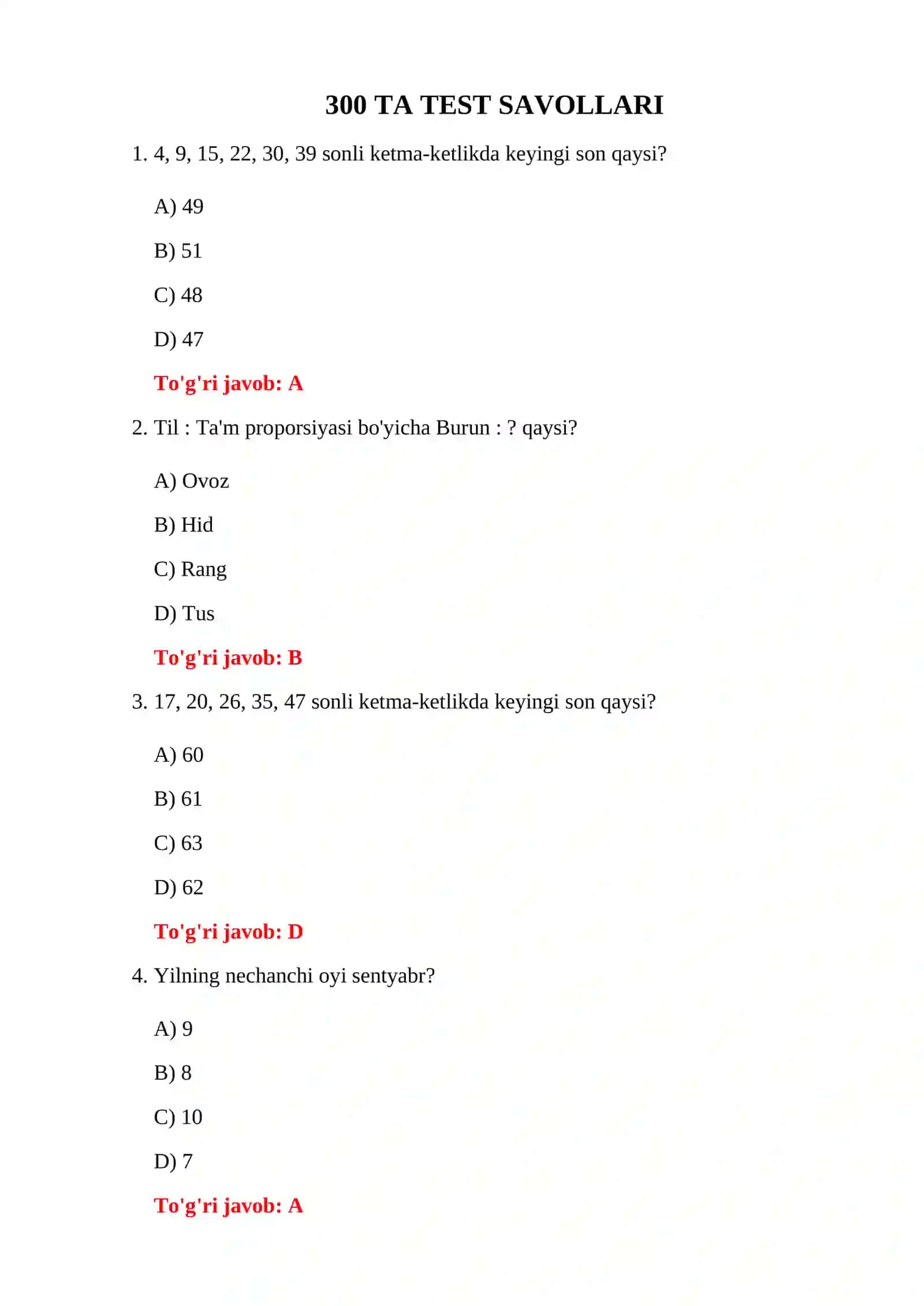 BOJXONA IQ 300 TA TEST 3