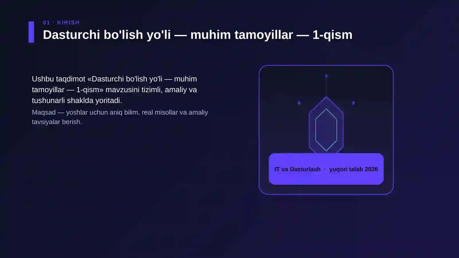 Dasturchi bo'lish yo'li — muhim tamoyillar — 1-qism 3