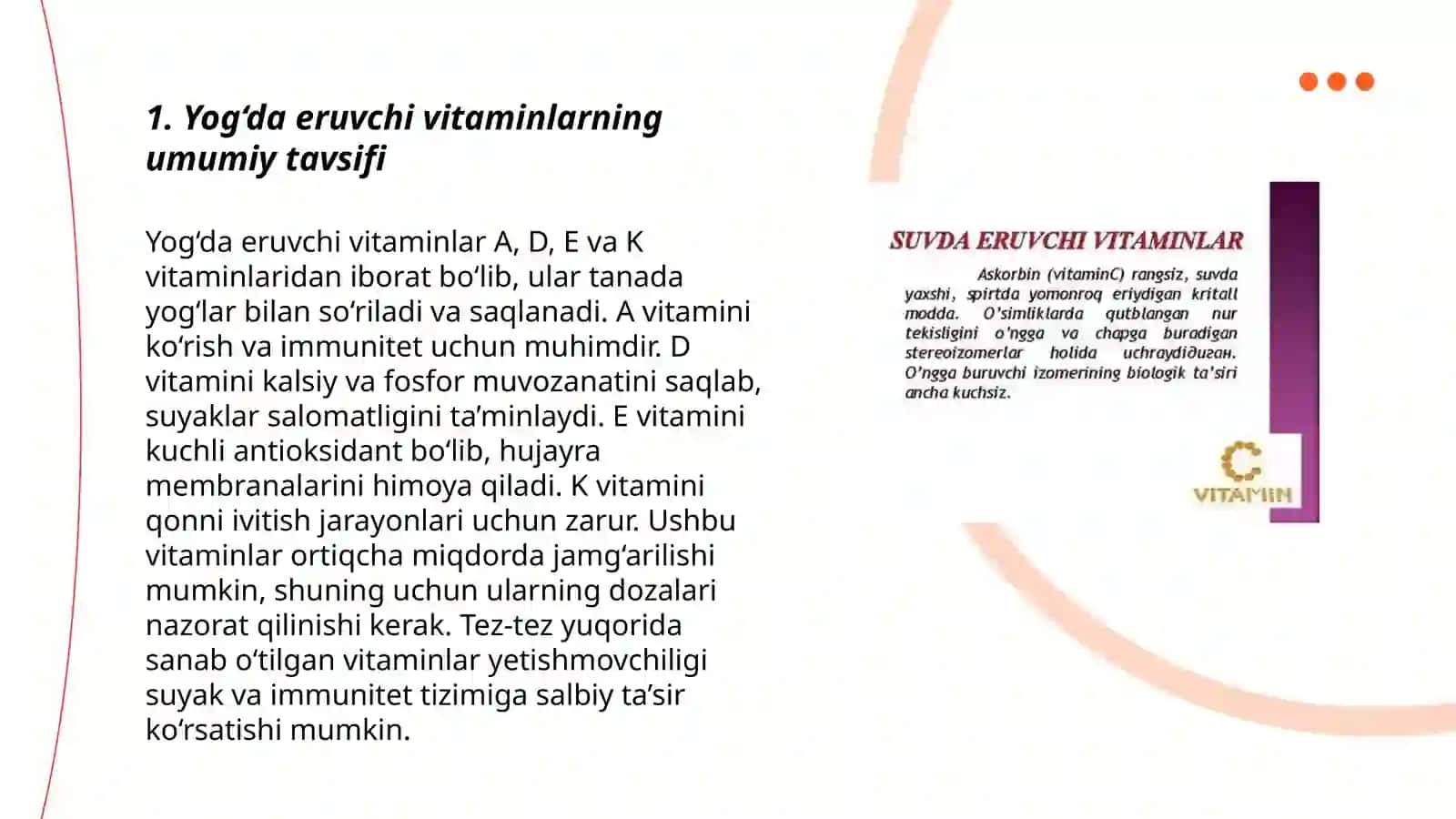 Yog‘da eruvchi vitaminlar. Tuzilishi va funksiyalari 3