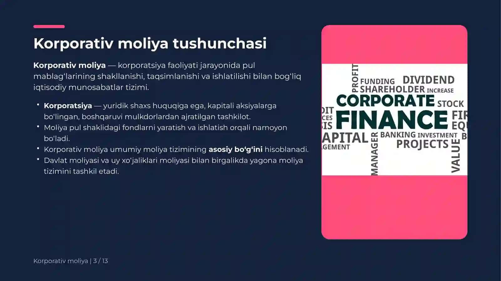 Korporativ moliya 3