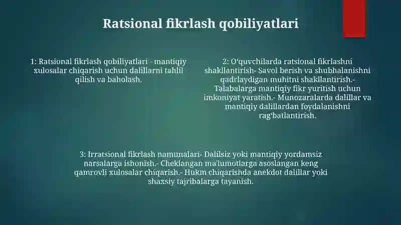 O‘Quvchilarda Ratsional Va Irratsional Fikrlash Ko'Nikmalarining Shakllanishi 3