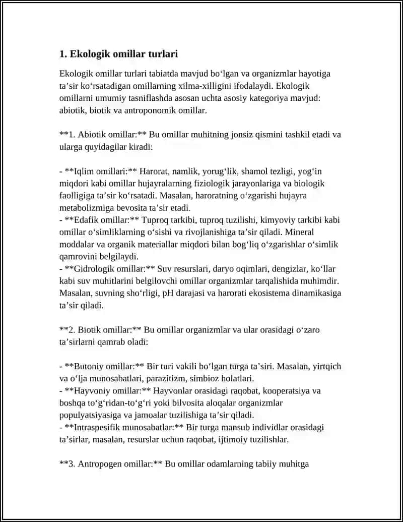 EKALOGIYA. EKALOGIK FAKTORLAR ATROF MUHITNI IFLOSLANISHINING GENETIC ASOSLARI 3