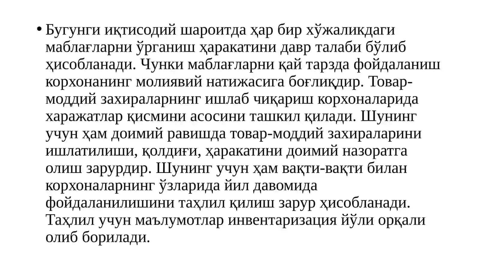 Товар-моддий захираларнинг бухгалтерия ҳисоби 3