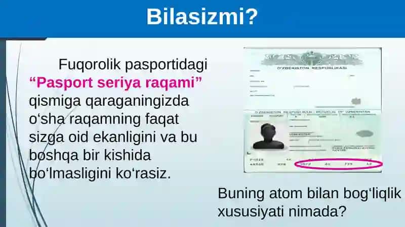 Atomlarning o‘lchami.Nisbiy va absolut massa 3