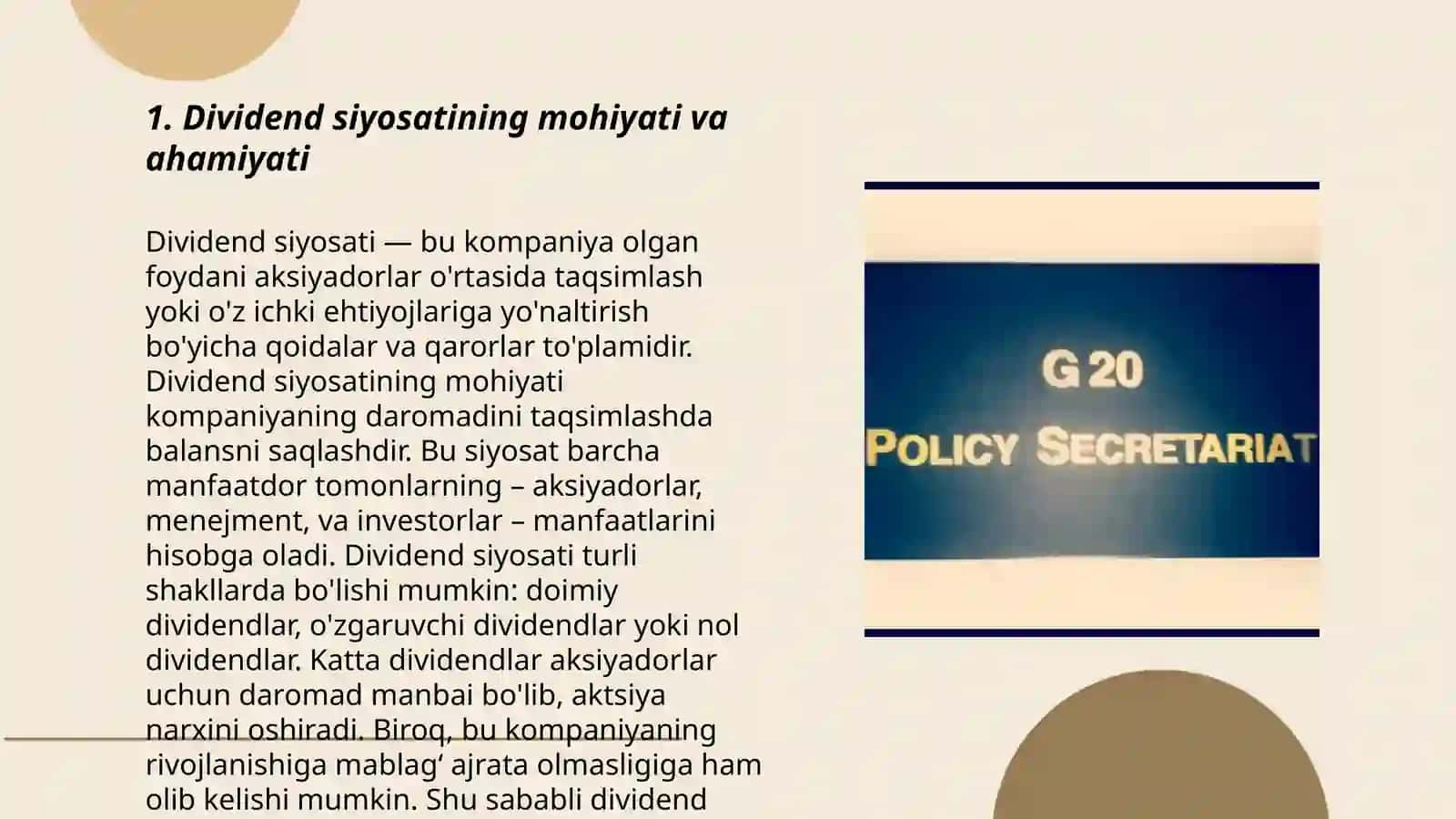 Korporatsiyalarda dividend siyosati 3