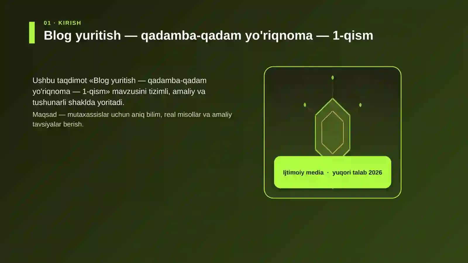 Blog yuritish — qadamba-qadam yo'riqnoma — 1-qism 3
