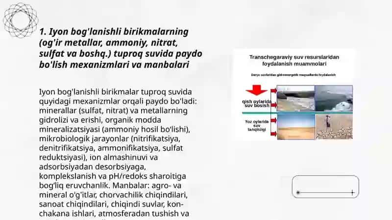 Iyon bog'lanishli birikmalarning tuproq suvning ifloslanishida qobiliyati 3