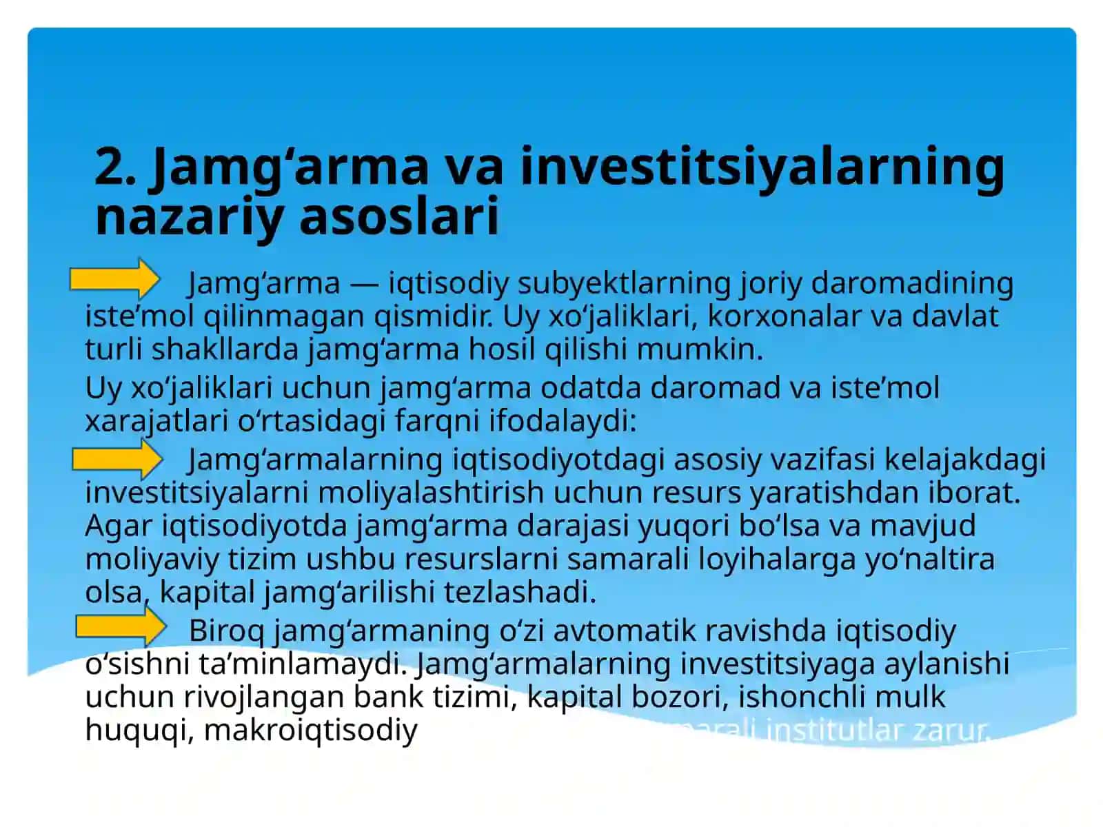 Jamg‘arma va investitsiyalarning iqtisodiy o‘sishgata‘sirini ilmiy manbalarda tahlil qilish 3